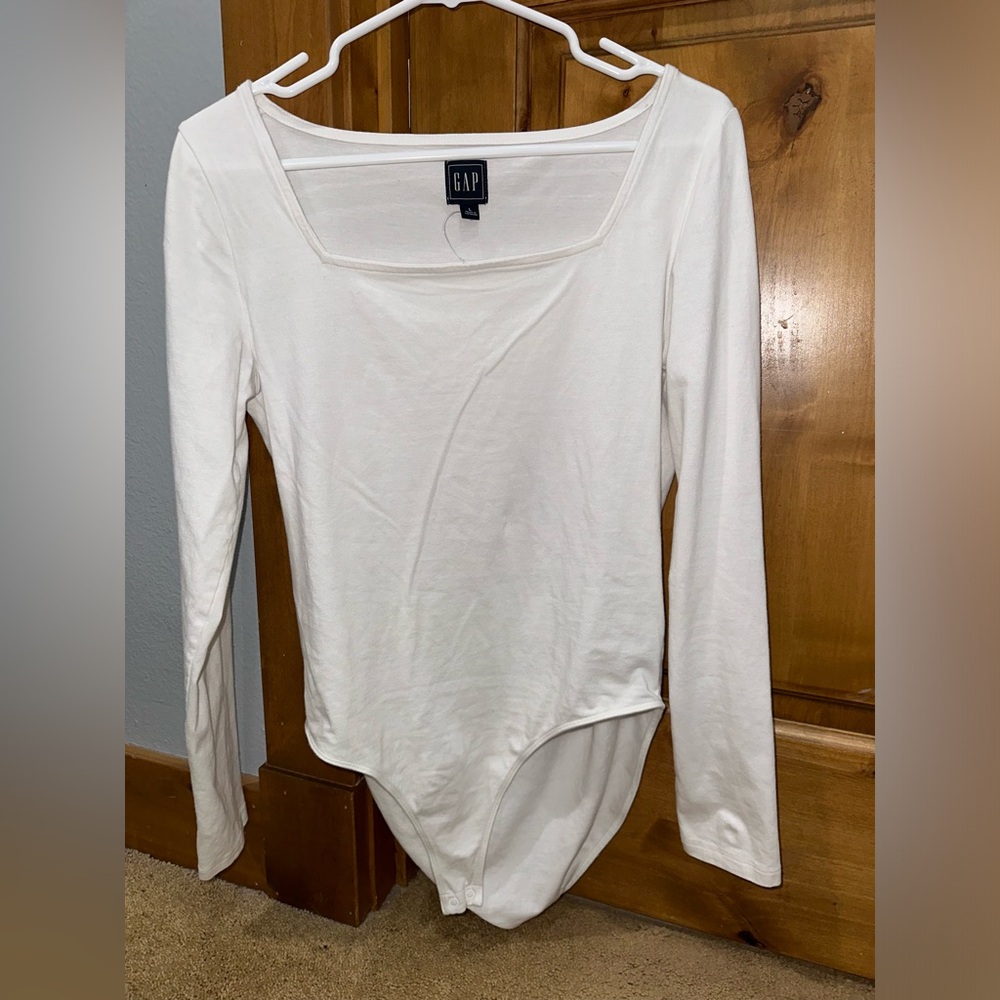 white long sleeve GAP bodysuit